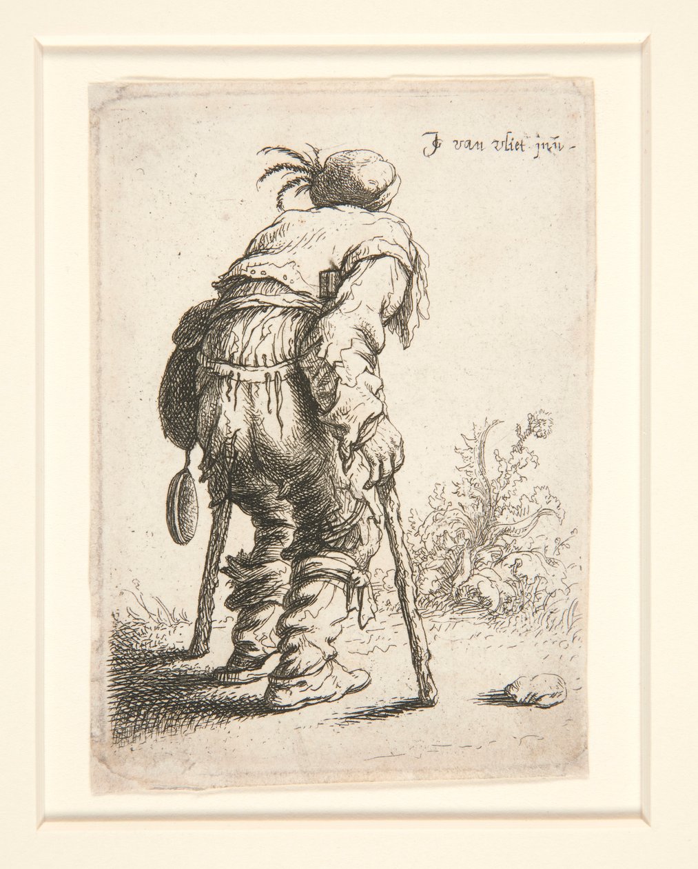 Una mendiga con dos muletas de Jan Georg van Vliet
