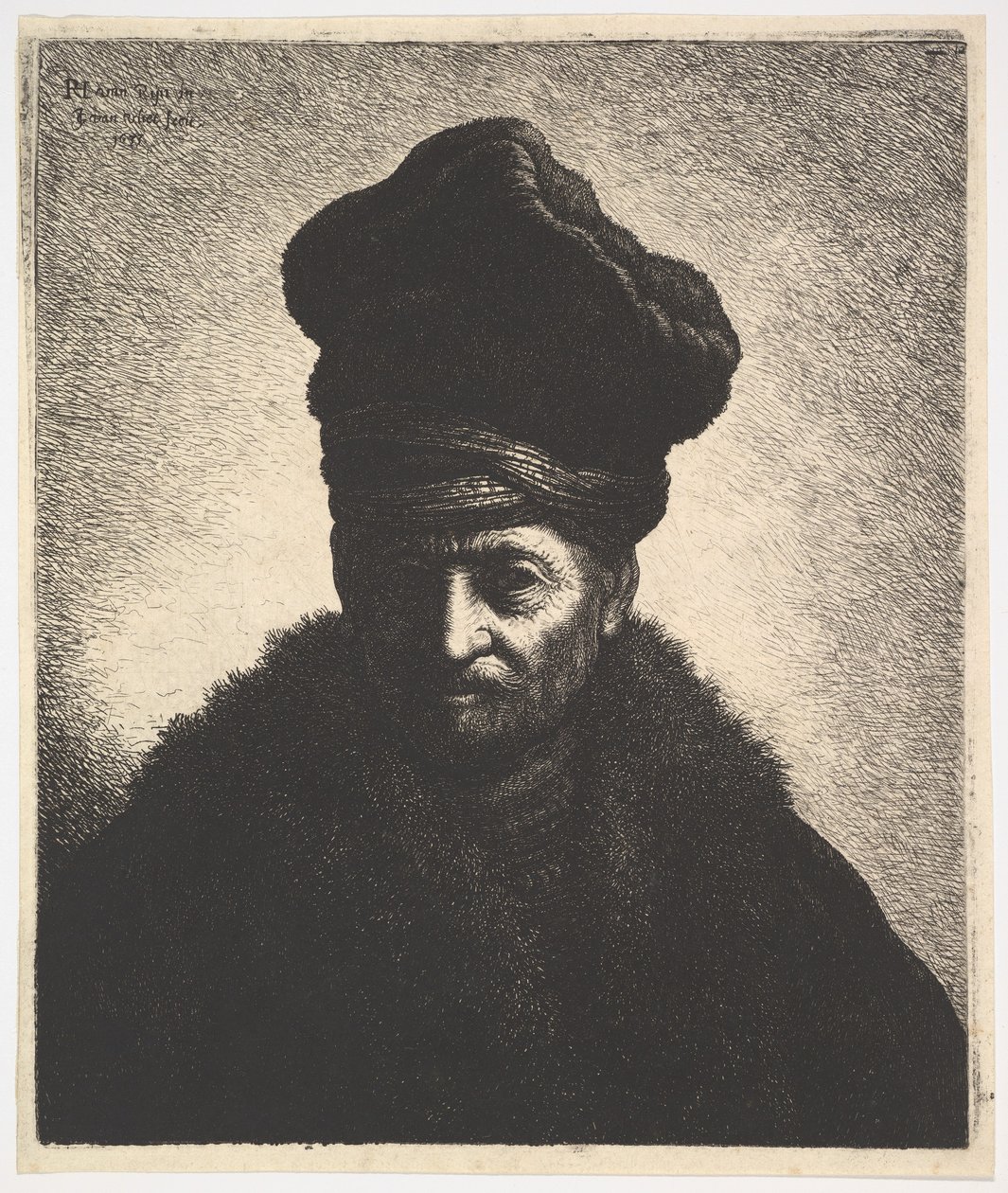 Retrato de un hombre, después de Rembrandt de Jan Georg van Vliet