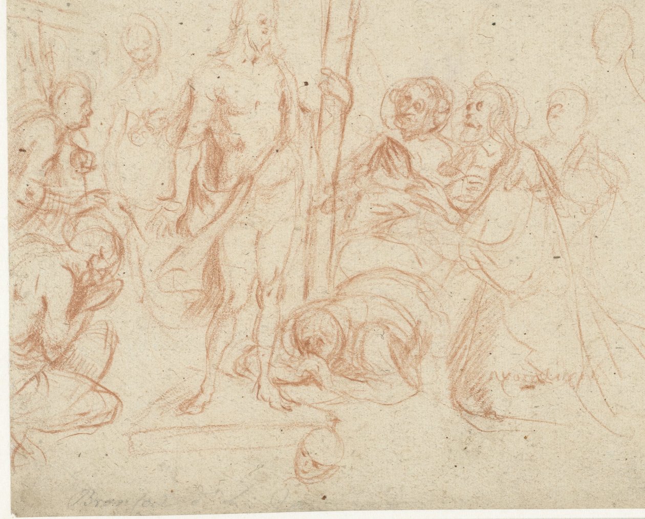 Cristo con la cruz rodeado de figuras arrodilladas de Jan Gerritsz. van Bronckhorst