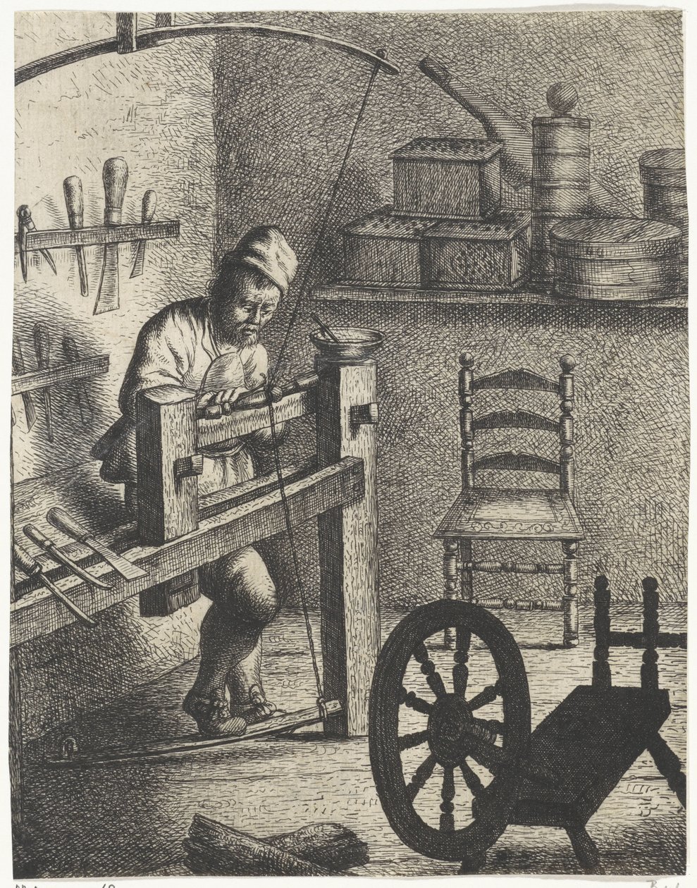 Trabajador detrás de un torno Ocupaciones (título de la serie) de Jan Gillisz. van Vliet