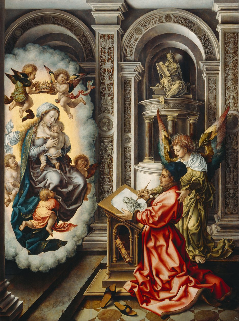 Alemán: Hl. Lukas malt die Madonna San Lucas pintando a la Virgen de Jan Gossaert