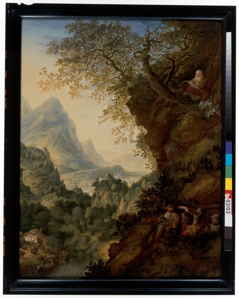 Un paisaje renano con un ermitaño y soldados de Jan Griffier