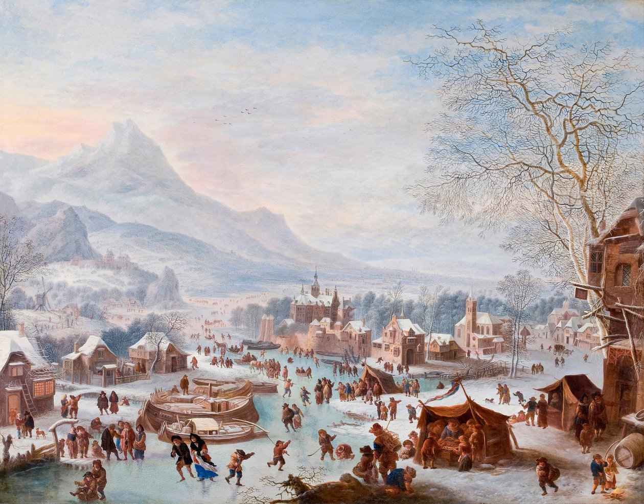 Escena de invierno con patinadores de Jan Griffier