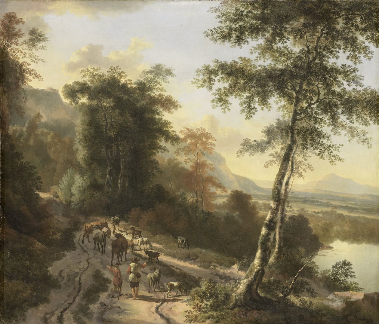 Paisaje con ganaderos de Jan Hackaert