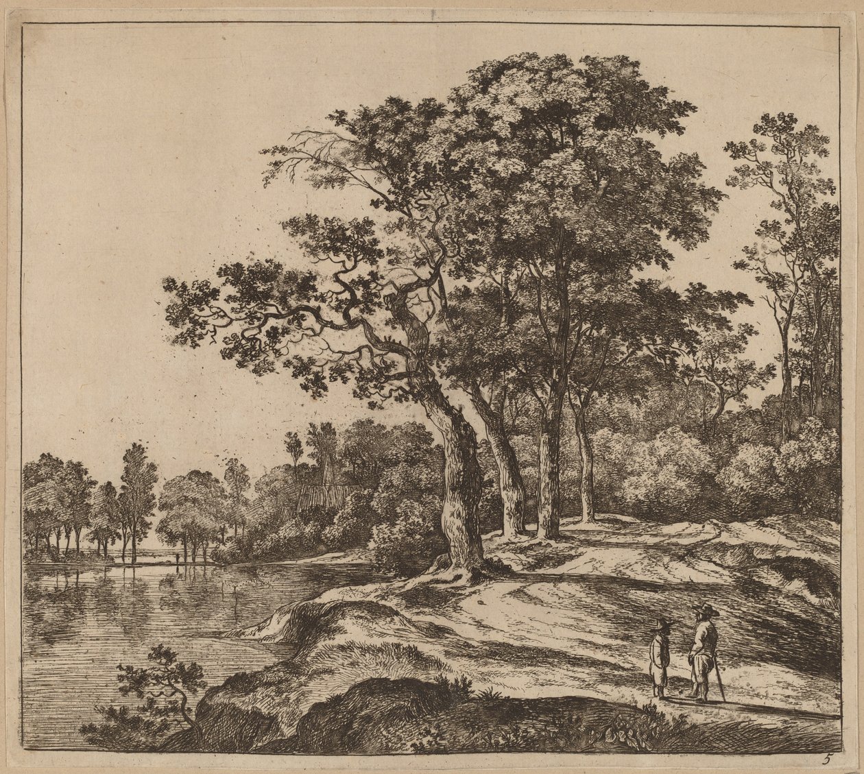 Paisaje con Cuatro Árboles de Jan Hackaert