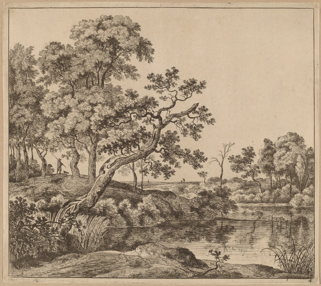 Paisaje con un Árbol Doblado de Jan Hackaert
