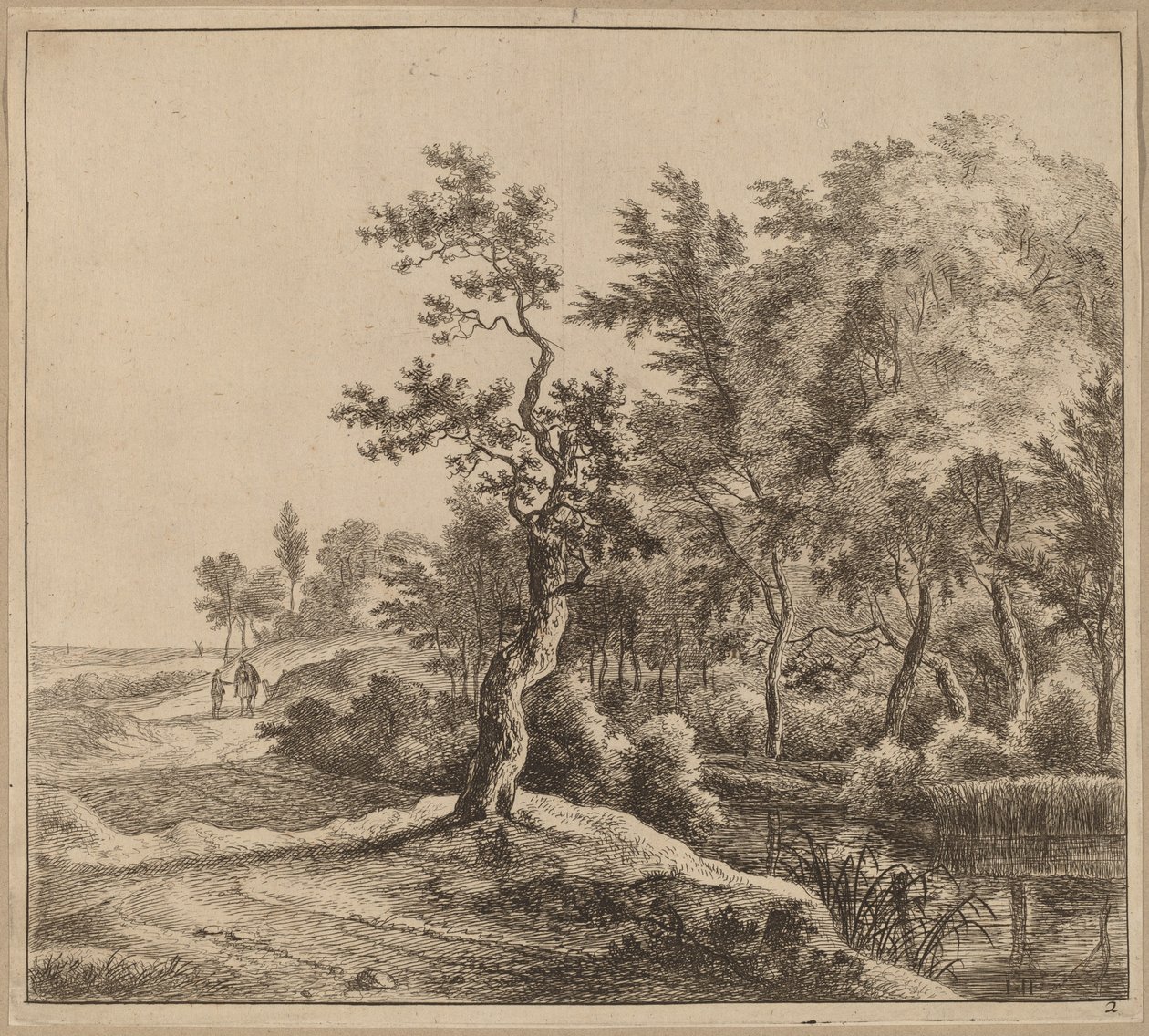 Paisaje con un camino serpenteante de Jan Hackaert