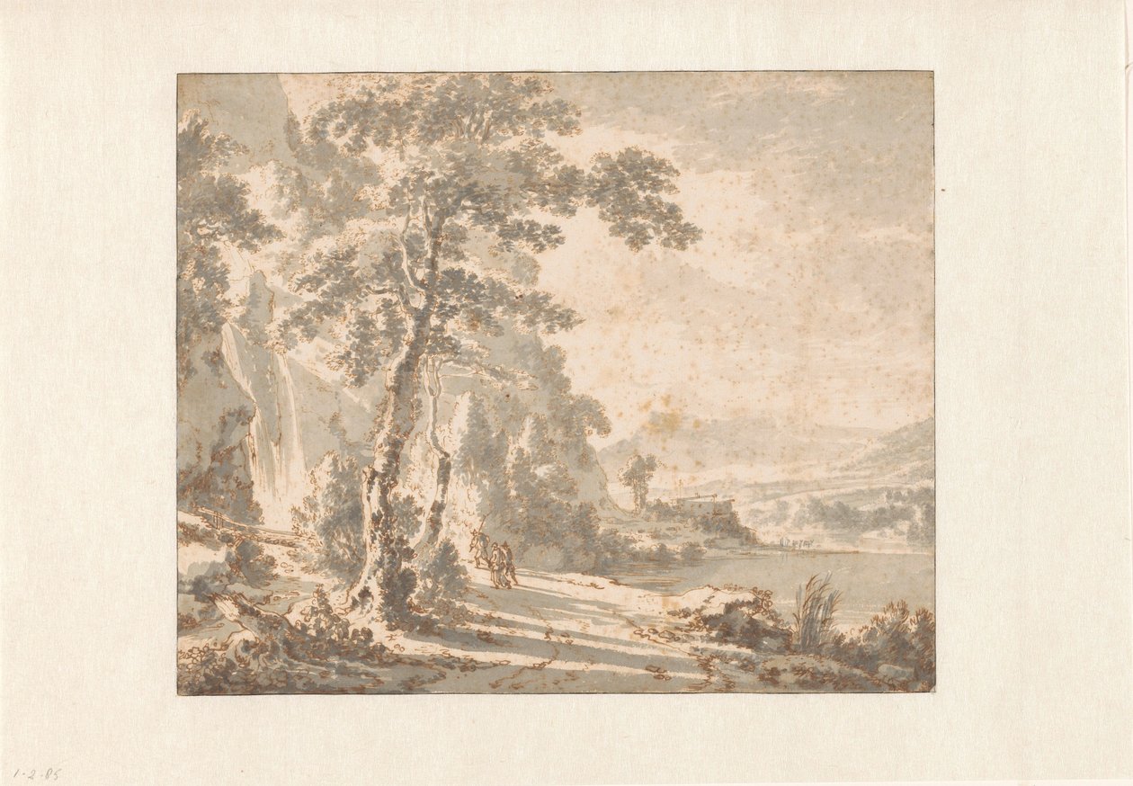 Paisaje con viajeros a pie de Jan Hackaert