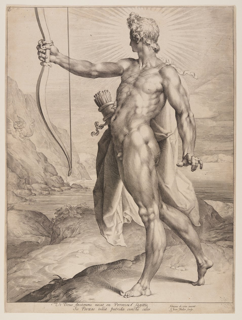 Apolo mata a la pitón de Jan Harmensz. Muller
