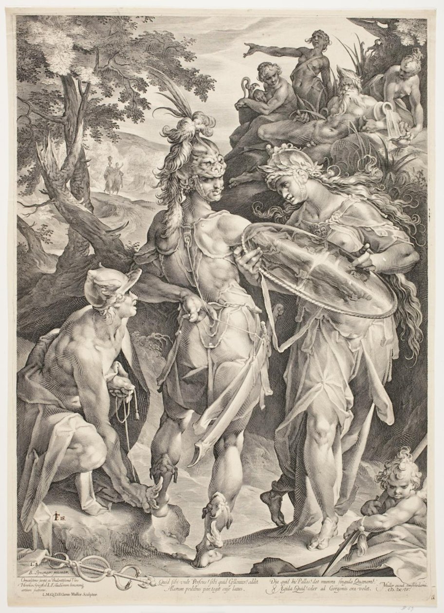 Minerva y Mercurio armando a Perseo para su encuentro con Medusa de Jan Harmensz. Muller