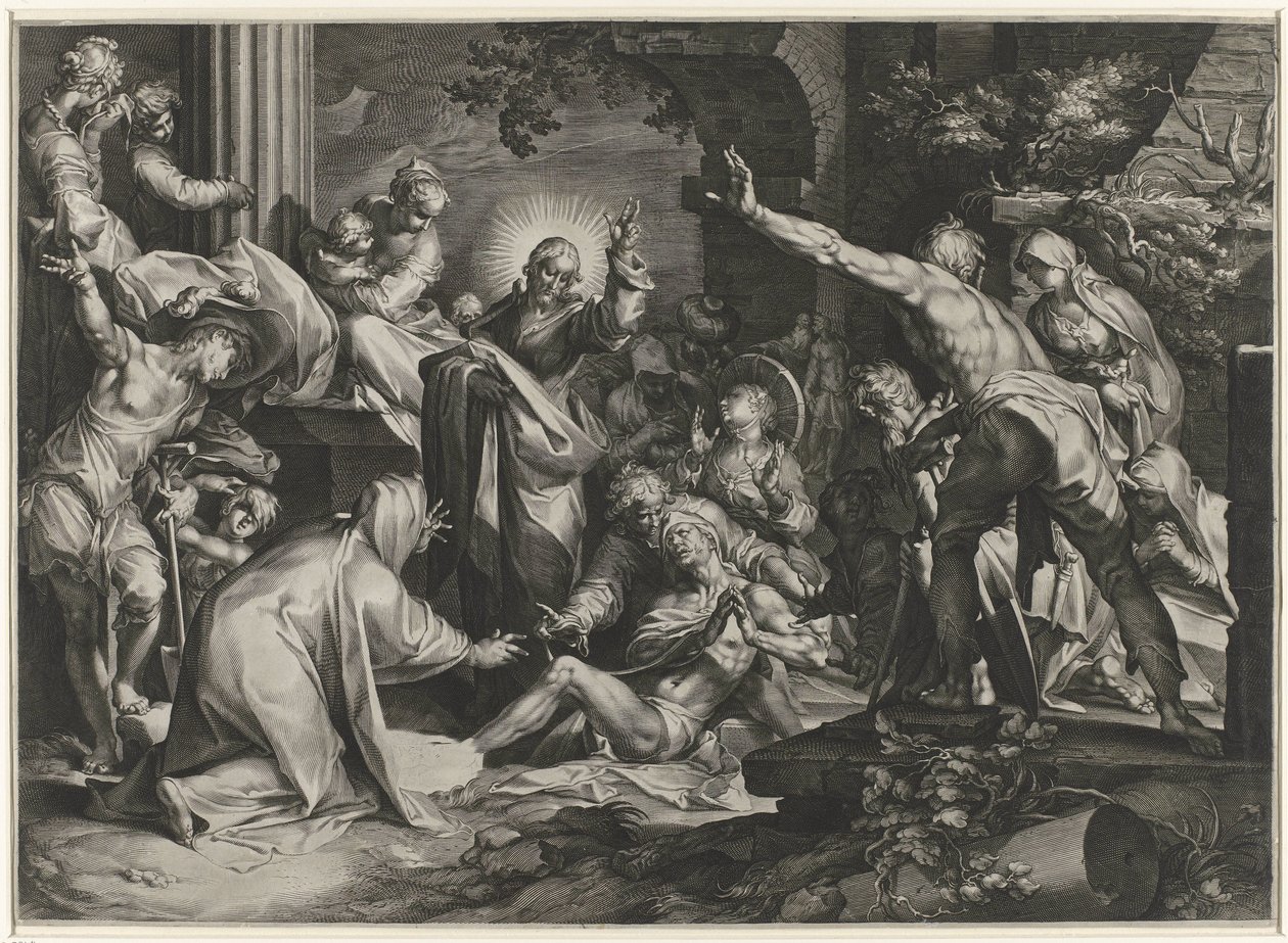 Resurrección de Lázaro de Jan Harmensz. Muller