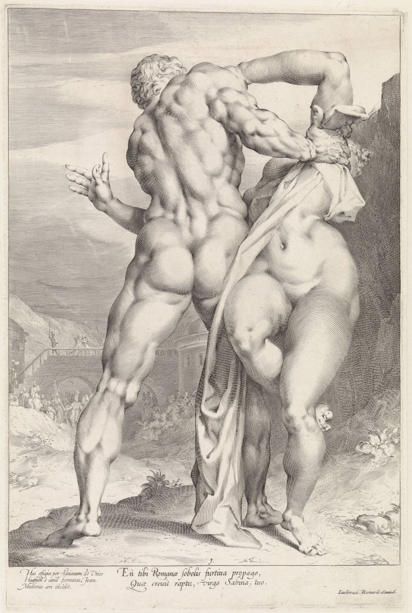 Robo de una sabina, vista trasera El robo de una sabina (título de la serie) de Jan Harmensz. Muller