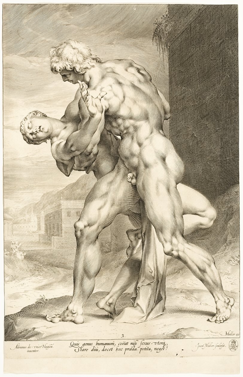 El rapto de una mujer sabina, vista lateral de Jan Harmensz. Muller