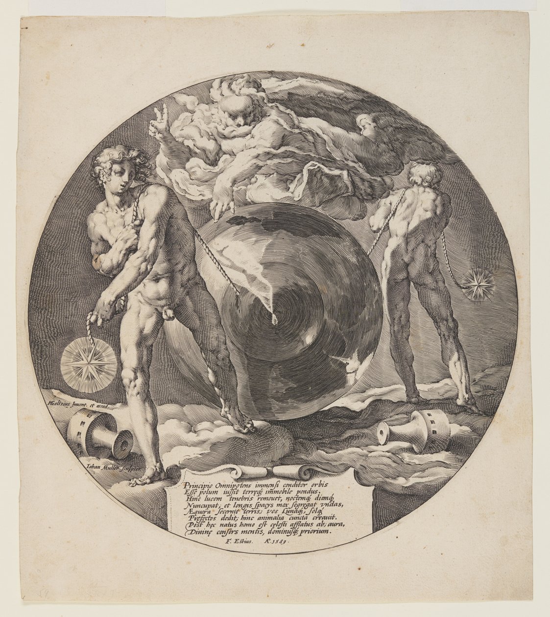 Portada, lámina 1, de La creación del mundo de Jan Harmensz. Muller