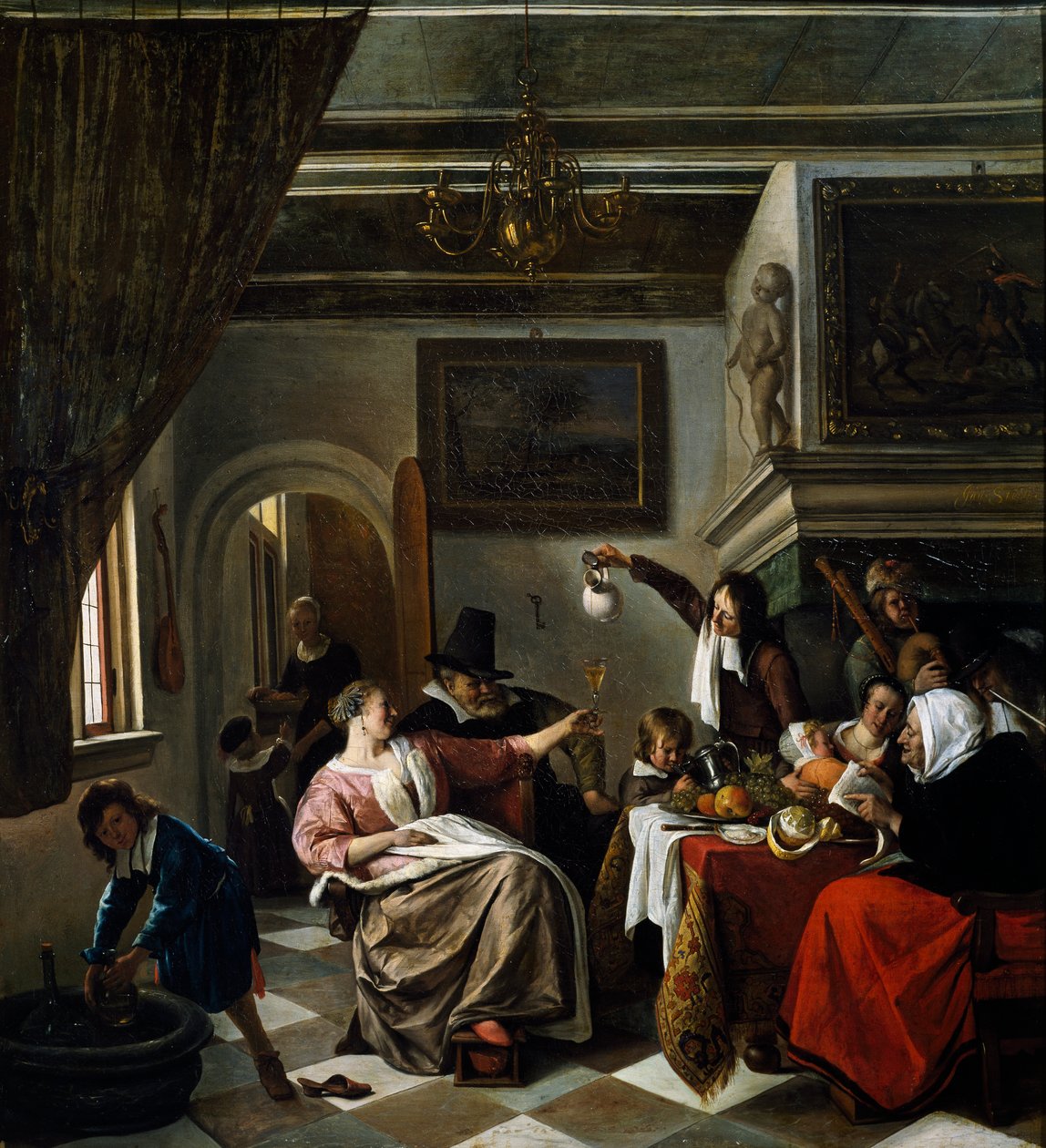 Celebración familiar, por Jan Steen de Jan Havicksz. Steen