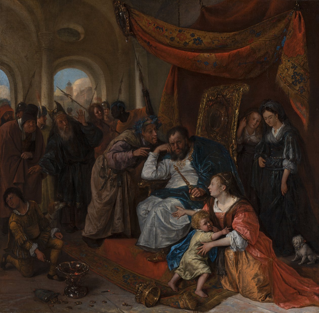 Moisés y la corona del faraón, c.1670 de Jan Havicksz. Steen