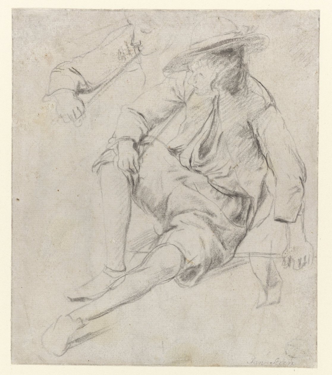 Estudio de un hombre sentado fumando en pipa de Jan Havicksz. Steen