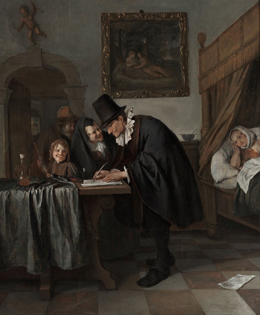 La visita del doctor, c.1665 (óleo sobre madera) de Jan Havicksz. Steen