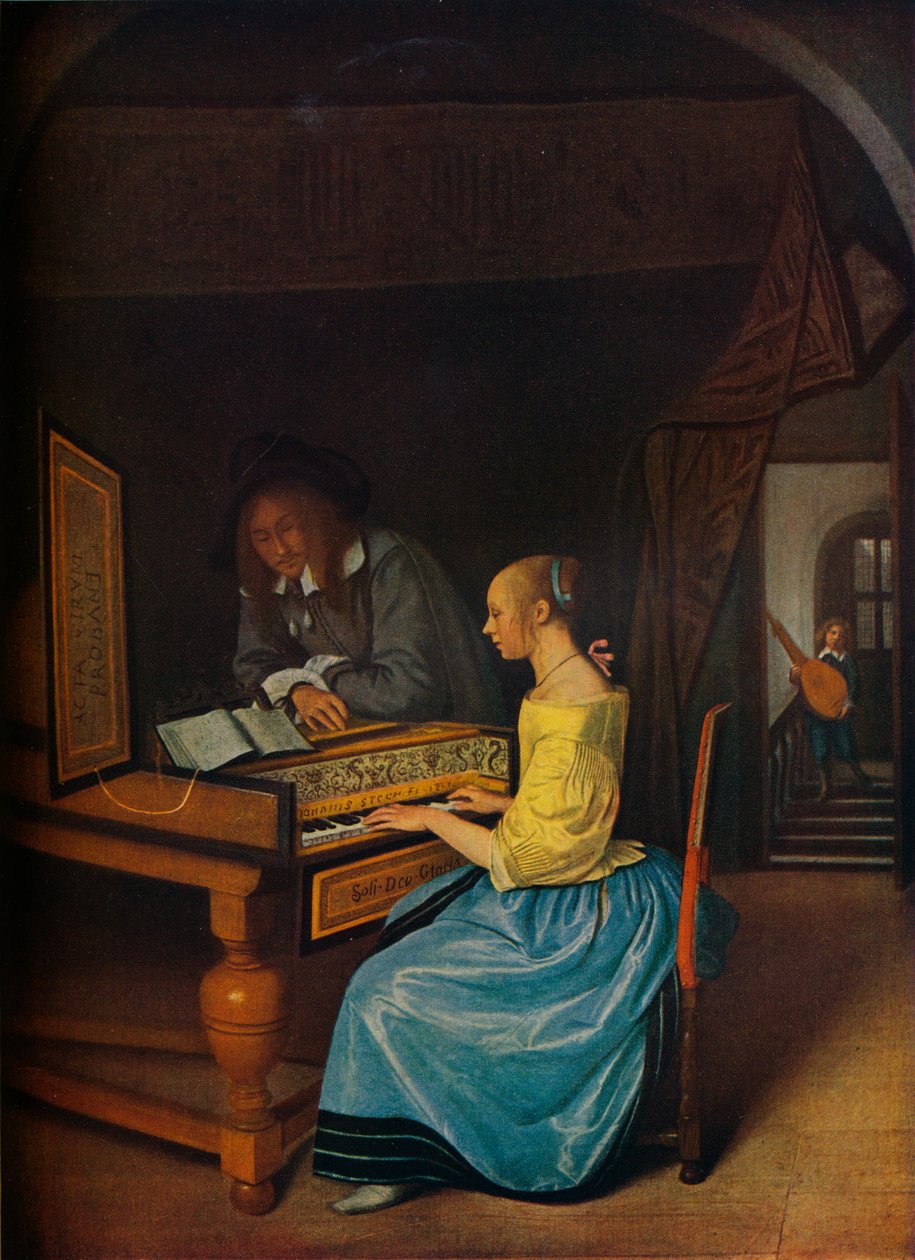 Una Joven Tocando un Clavicémbalo para un Joven de Jan Havickszoon Steen