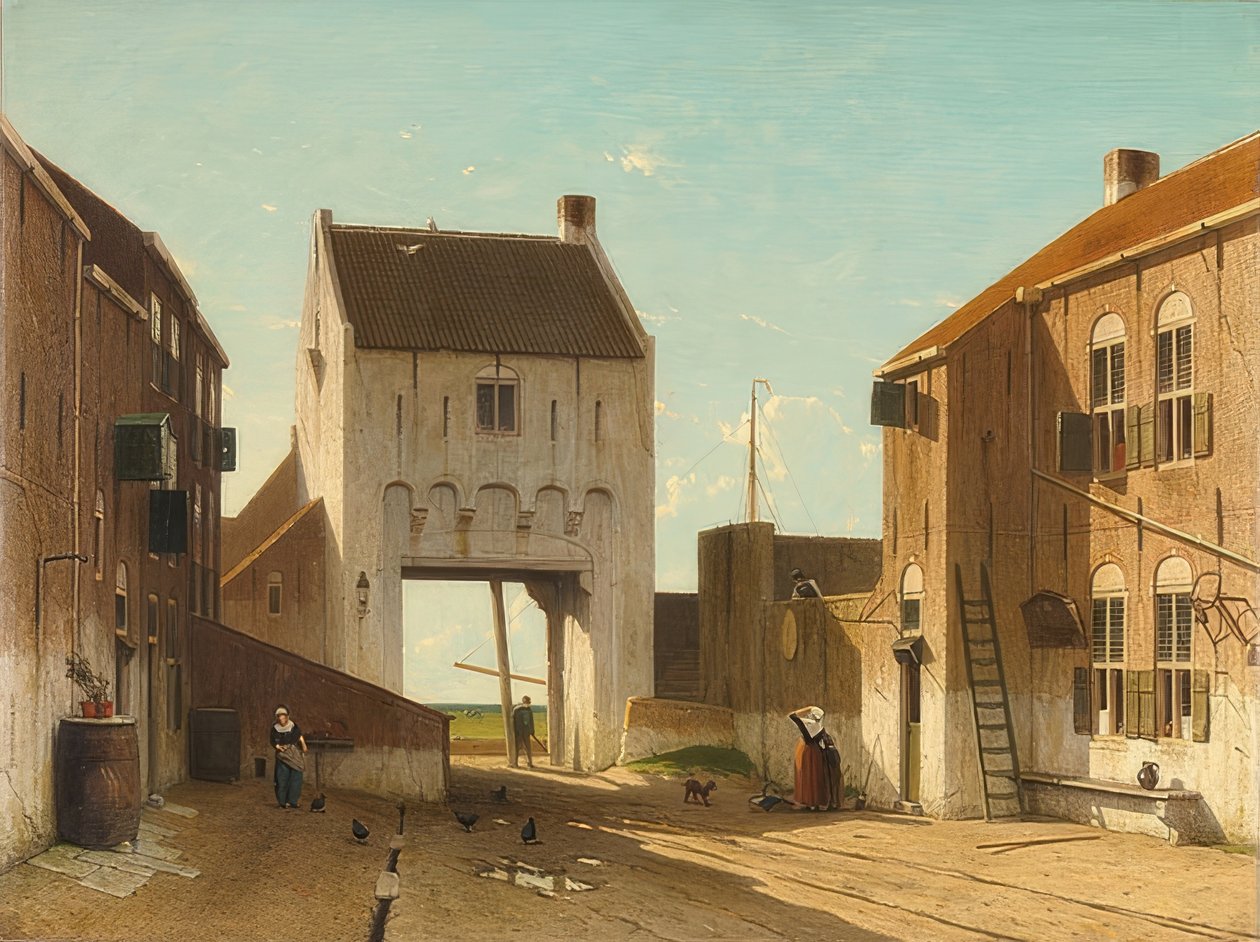 Puerta de la ciudad en Leerdam de Jan Hendrik Weissenbruch