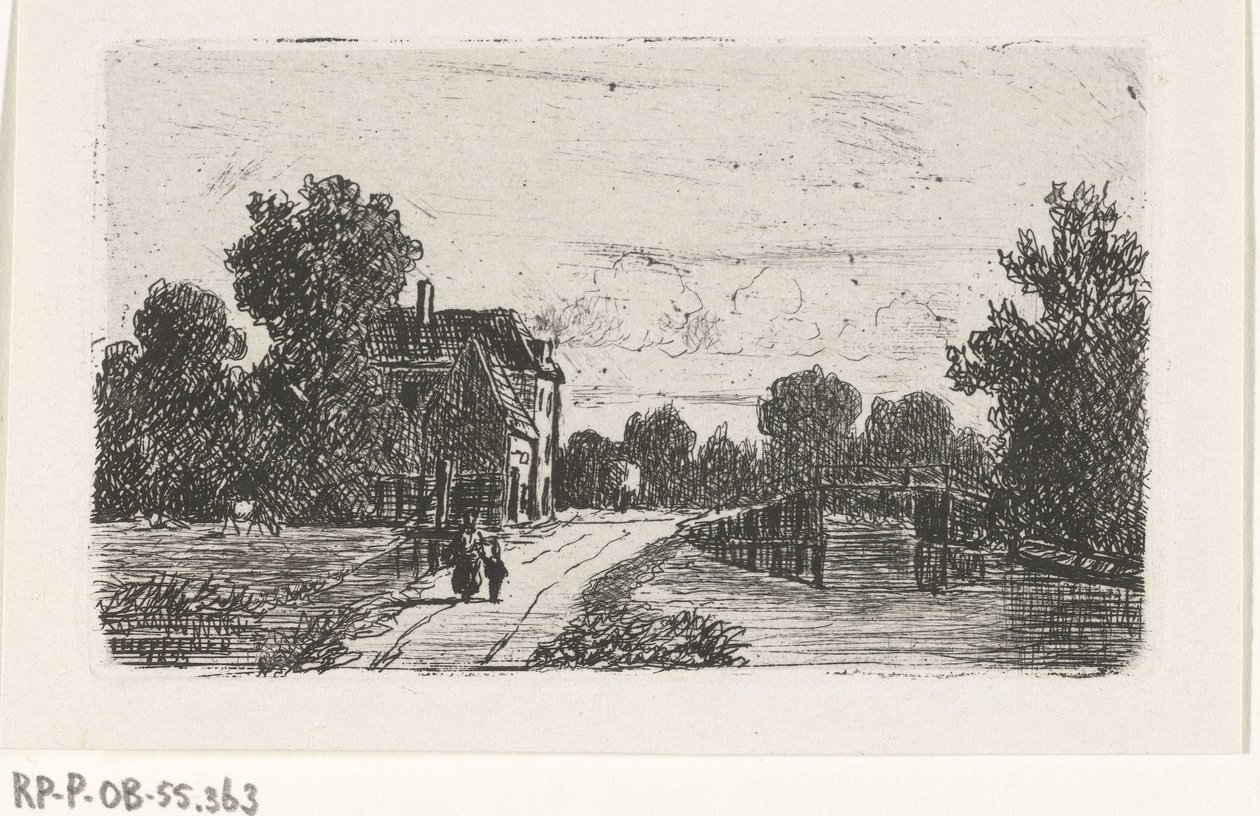 Paisaje con un puente sobre un canal de Jan Heppener
