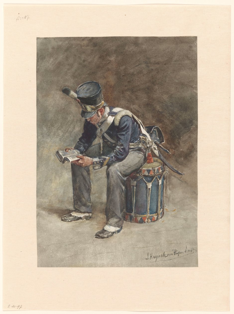Tambor de infantería de lectura sentado de Jan Hoynck van Papendrecht