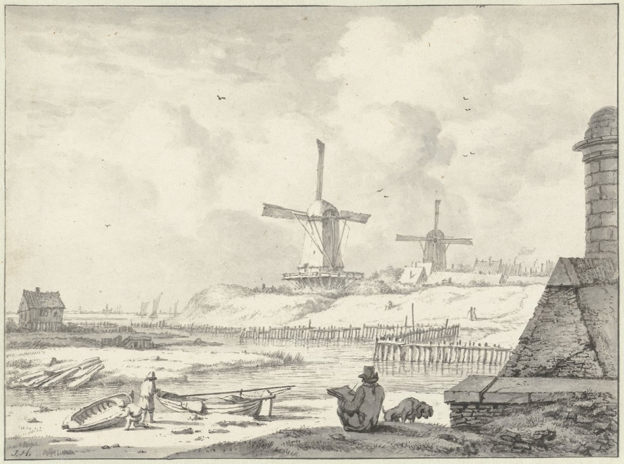 Dibujante en Hoogendijk, a las afueras de Haarlemmer Poort de Jan Hulswit