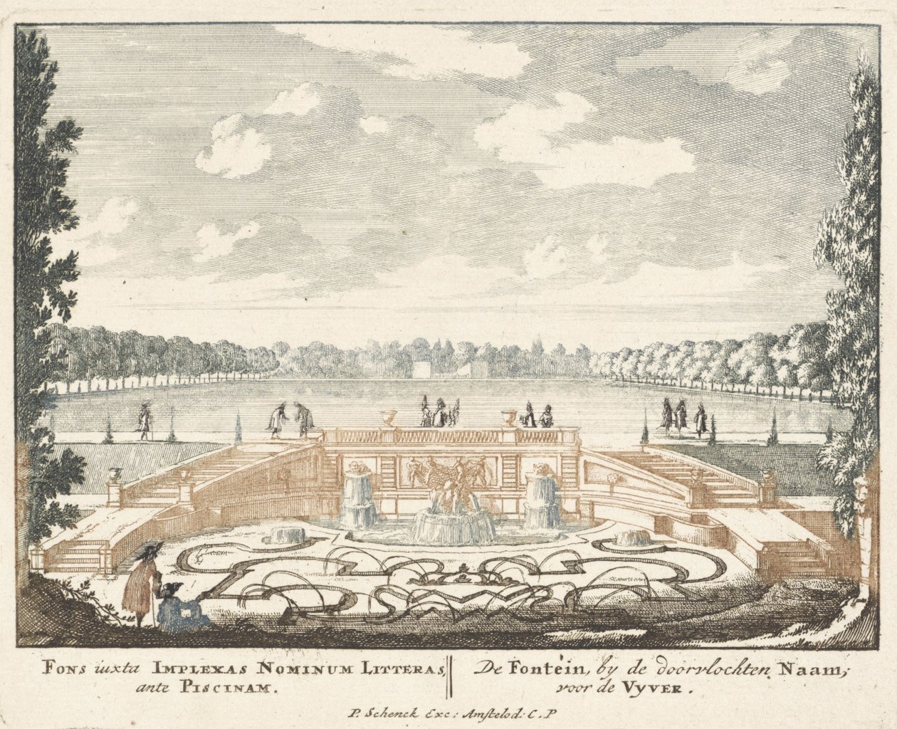 Fuente y gran estanque en los jardines del Palacio de Het Loo, 1694-97 de Jan I van Call