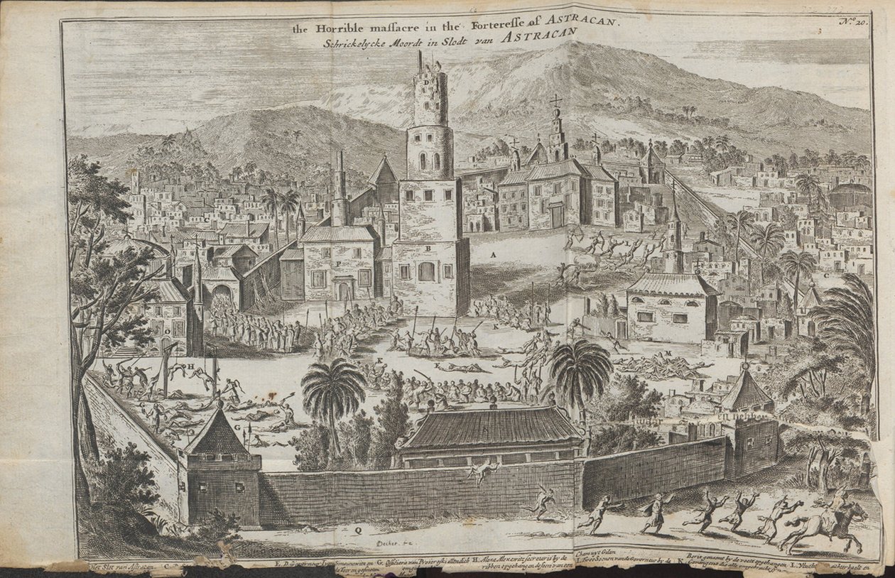 Los disturbios de Stepan Razin en Astracán De: Drie aanmerkelyke reizen, 1675 de Jan Jansz. Struys