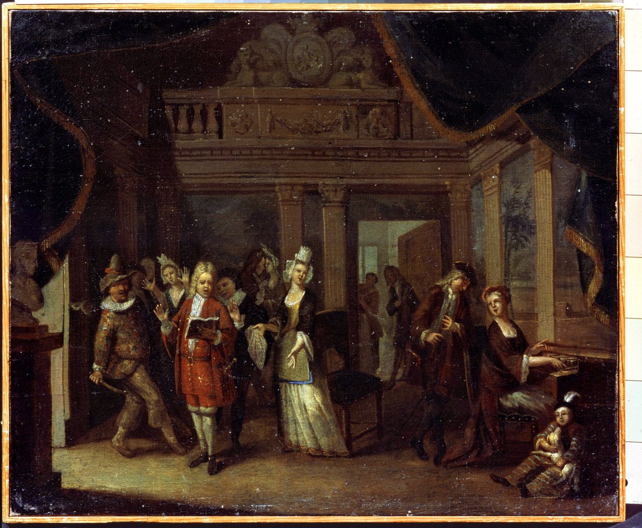 Concierto privado. Un concierto en casa. Pintura de Jan Josef Horemans el Viejo o el Viejo (1682-1759). Arte flamenco, estilo rococó. Óleo sobre tela. Museo Estatal de Historia y Arte, Serpukhov (Serpukhov), Rusia. de Jan Josef the Elder Horemans