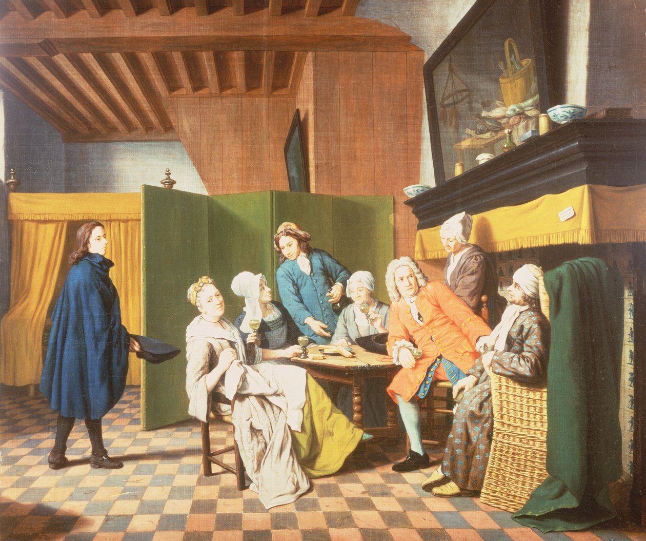 Las visitas del doctor - Un proverbio holandés: El doctor inspecciona la salud general de su paciente (uno de un conjunto de cuatro) de Jan Josef the Elder Horemans