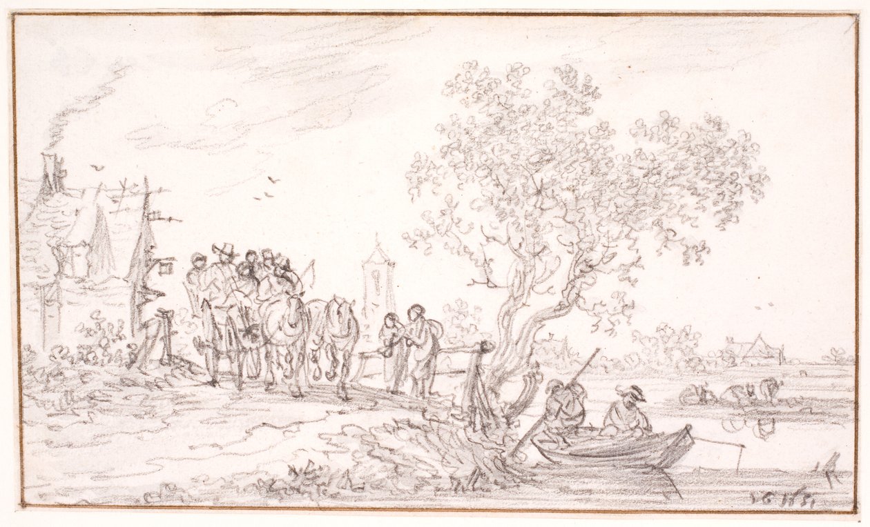 Un carro con viajeros en una posada de Jan Josefsz van Goyen