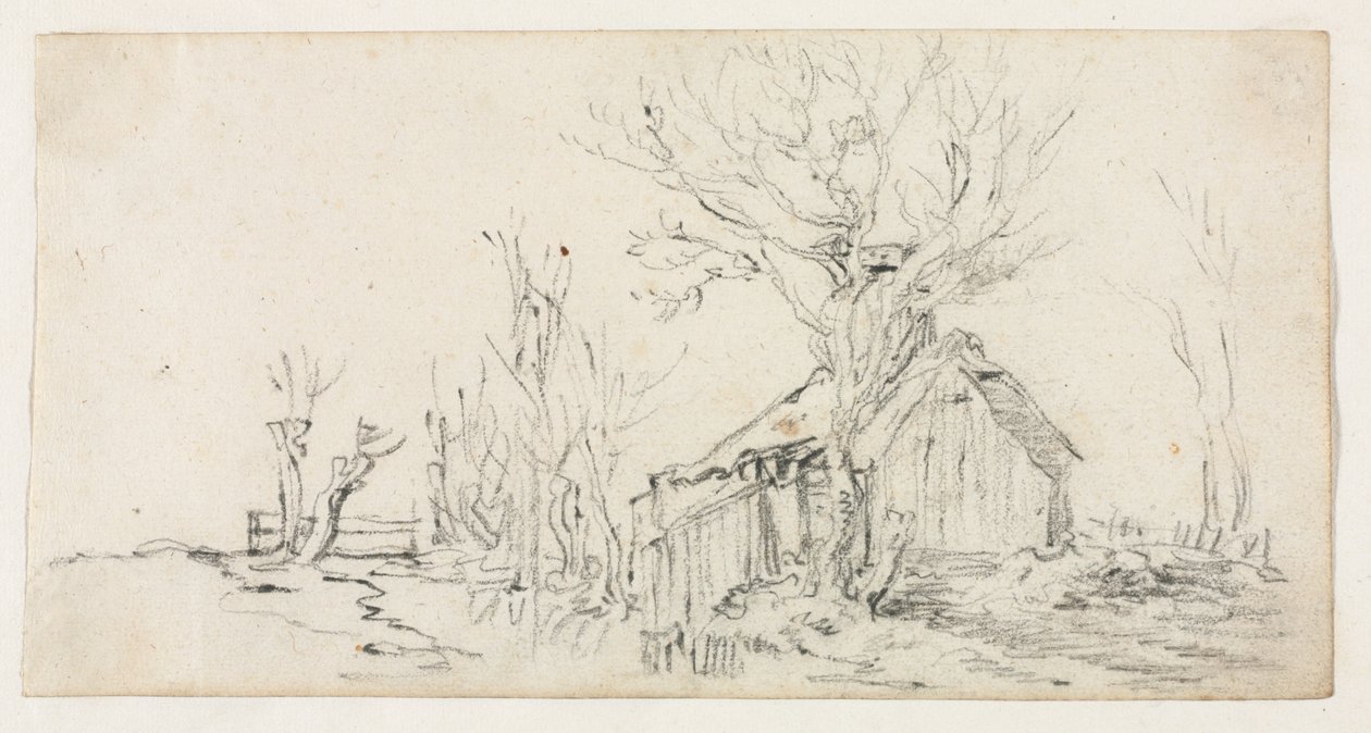 Boceto de paisaje con cabaña, c. 1630 de Jan Josephsz van Goyen