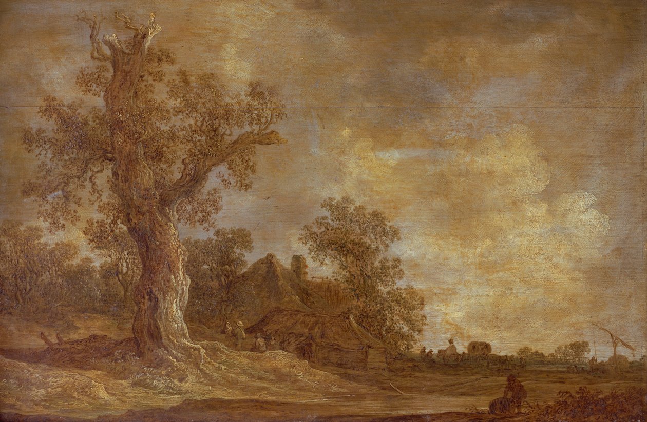 Paisaje arbolado con figuras y roble de Jan Josephsz van Goyen