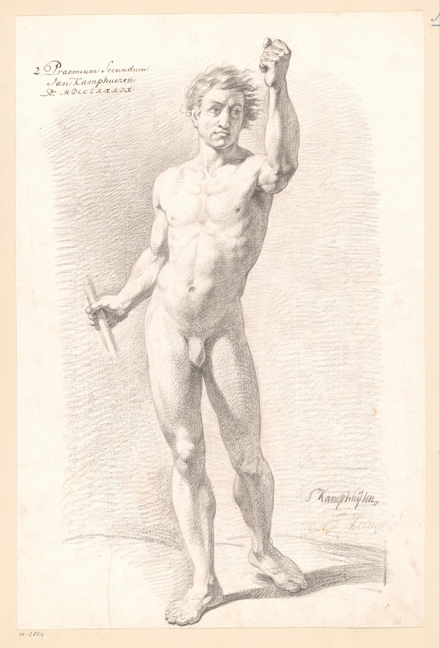 Desnudo masculino de pie, visto de frente (2º premio 1789) de Jan Kamphuijsen