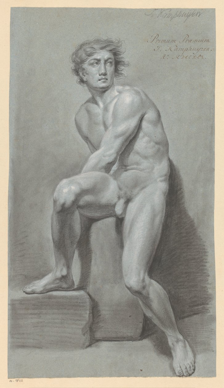Desnudo masculino sentado, visto de frente (1er premio 1791) de Jan Kamphuijsen