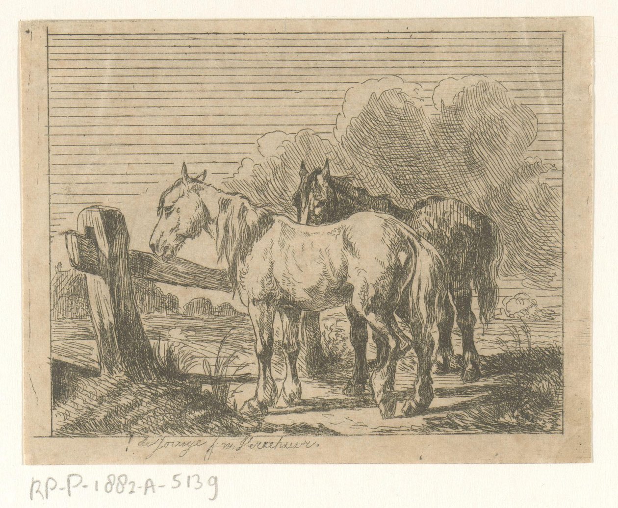 Pasto con dos caballos de Jan Karel Jacob de Jonge