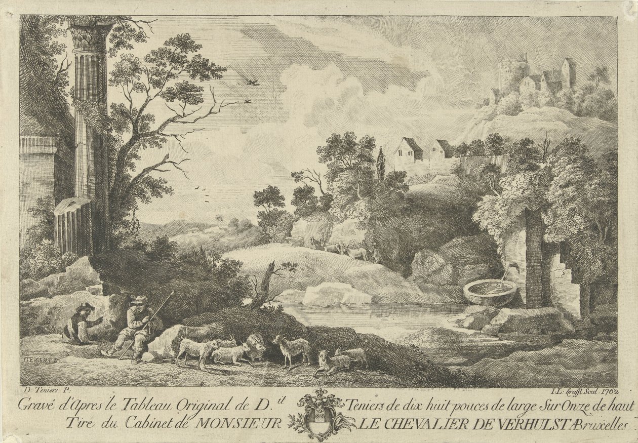 Vista de un paisaje con pastores de Jan Lauwryn Krafft (I)