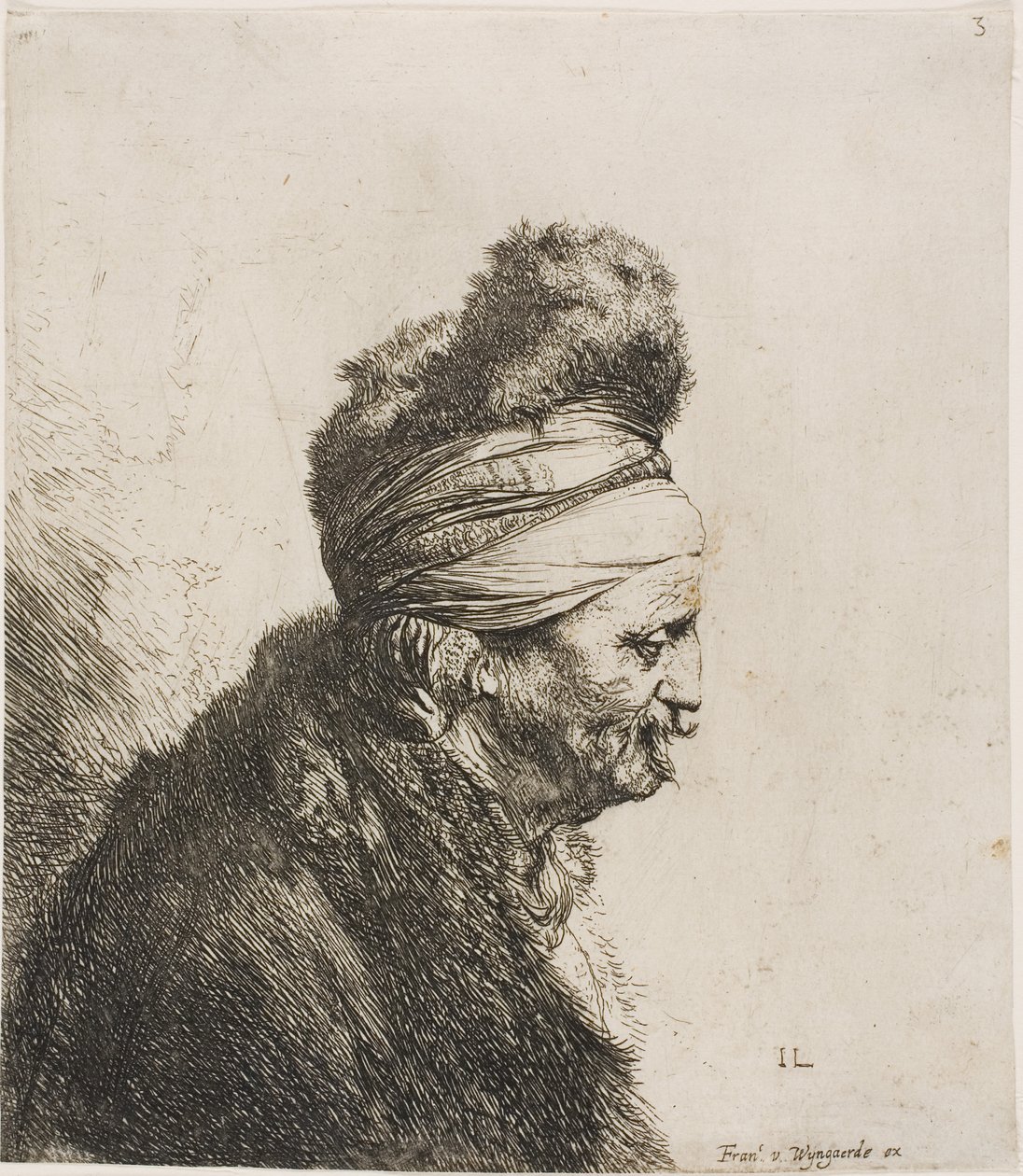 Busto de un hombre oriental, mirando a la derecha de Jan Lievens