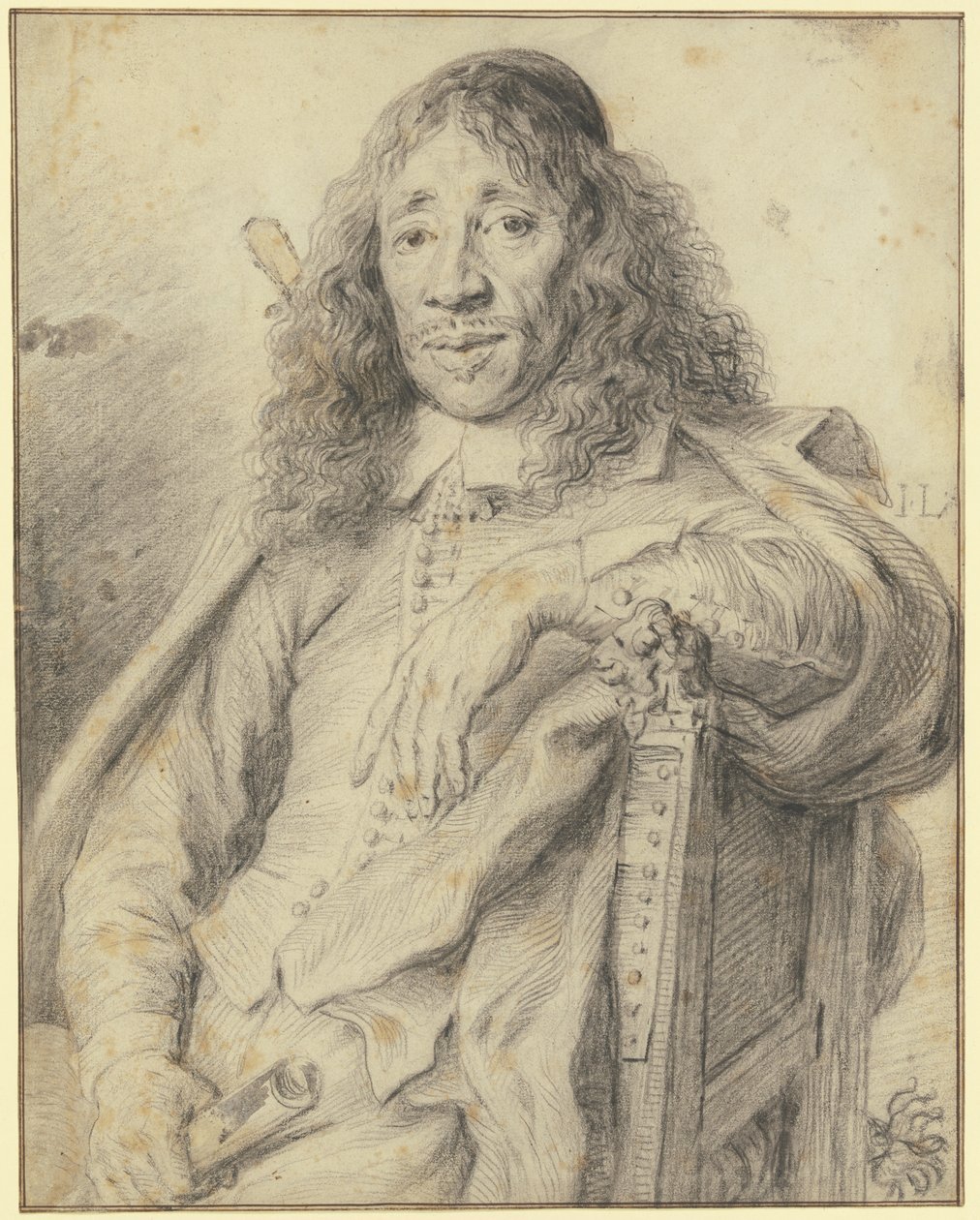 El poeta Jan Vos, sentado en un sillón, mirando hacia la izquierda de Jan Lievens
