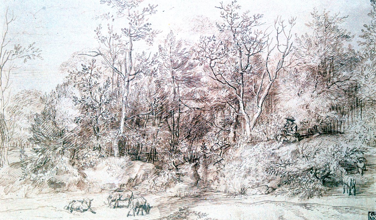 Paisaje con persona tocando la flauta, c1627-1674 de Jan Lievens