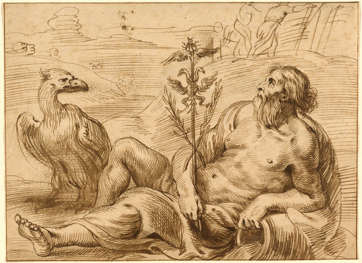 Dios del río con un águila de Jan Lievens
