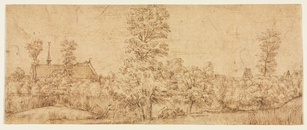 Árboles ante un pueblo de Jan Lievens