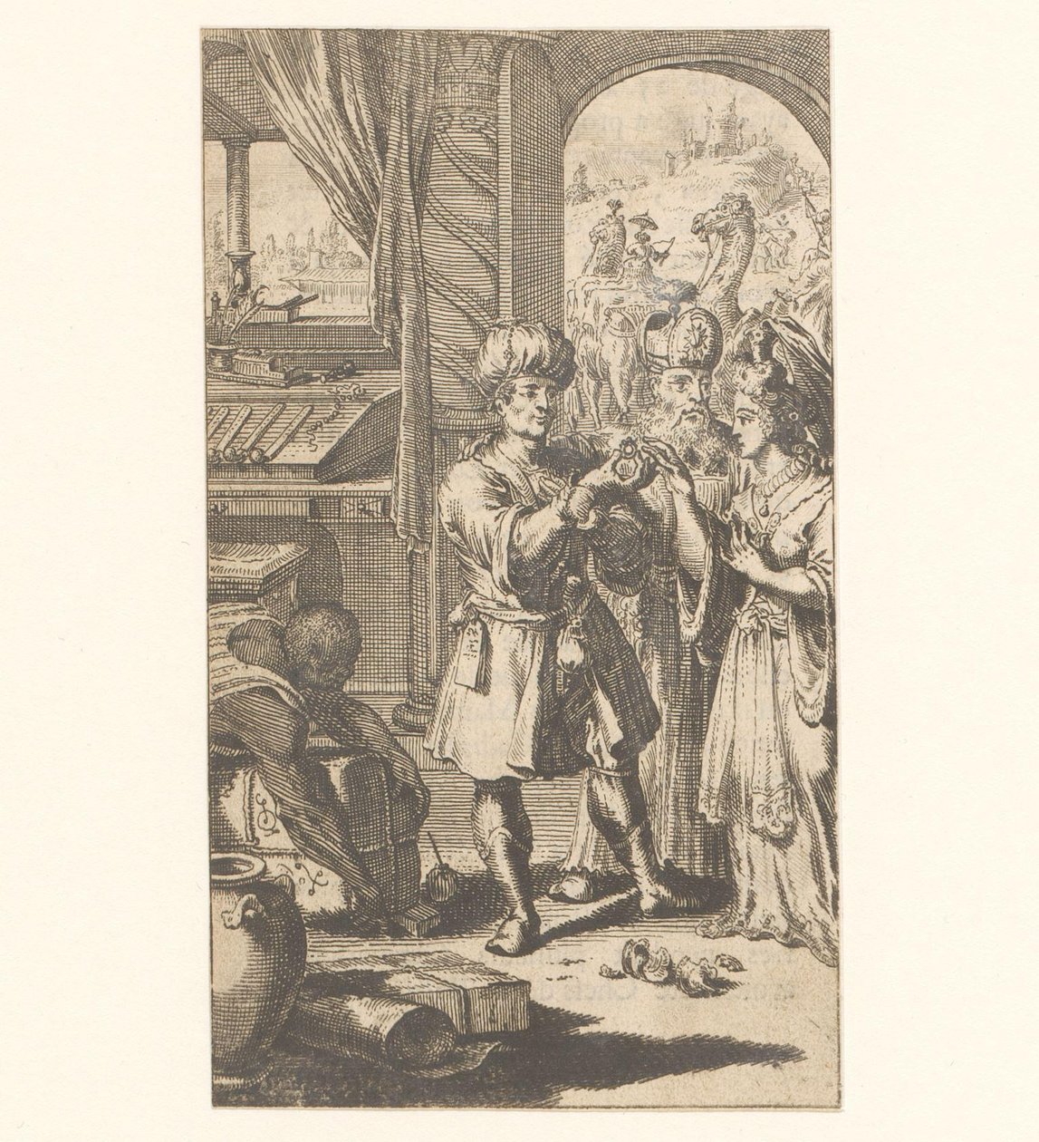 Ceremonia de matrimonio entre Mahoma y Chadja de Jan Luyken (possibly)