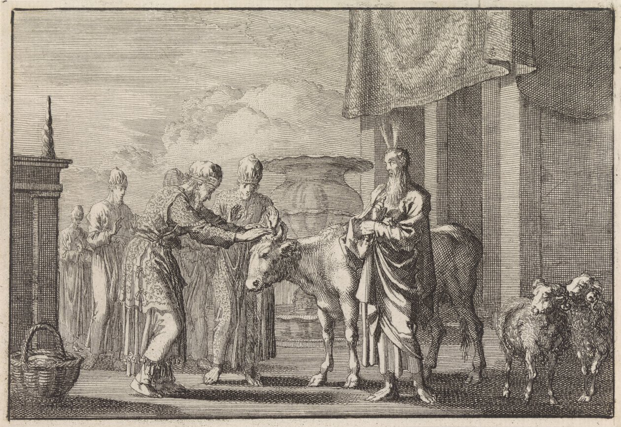Aarón bendice el sacrificio de Jan Luyken