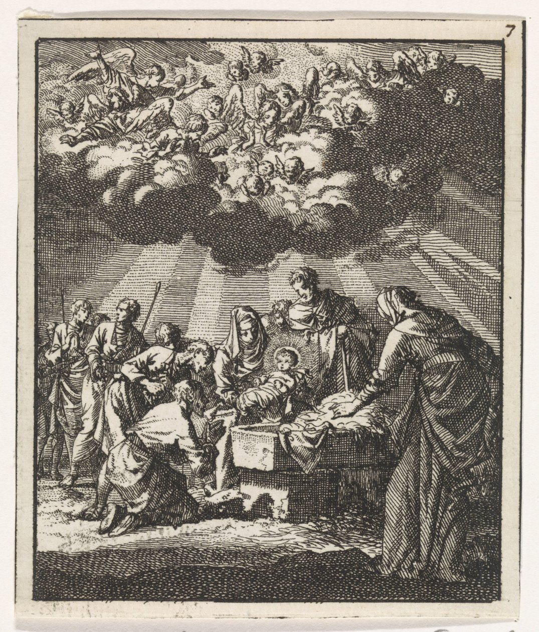 Adoración de los pastores de Jan Luyken
