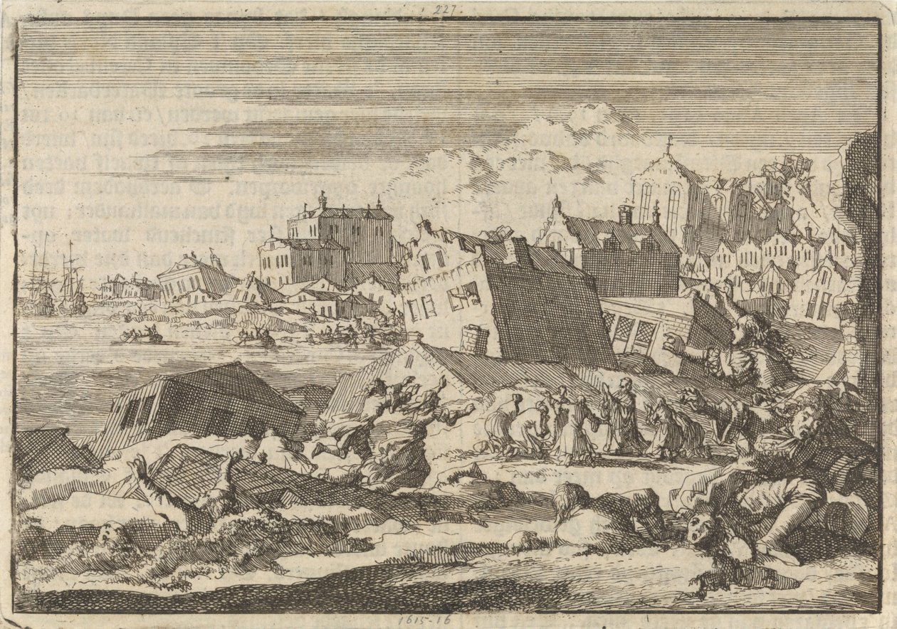 Terremoto de Jamaica que destruye la ciudad de Port Royal, 1692 de Jan Luyken