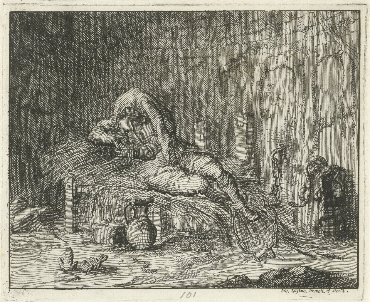 Georg Wanger en la prisión de Bressanone, 1591 de Jan Luyken