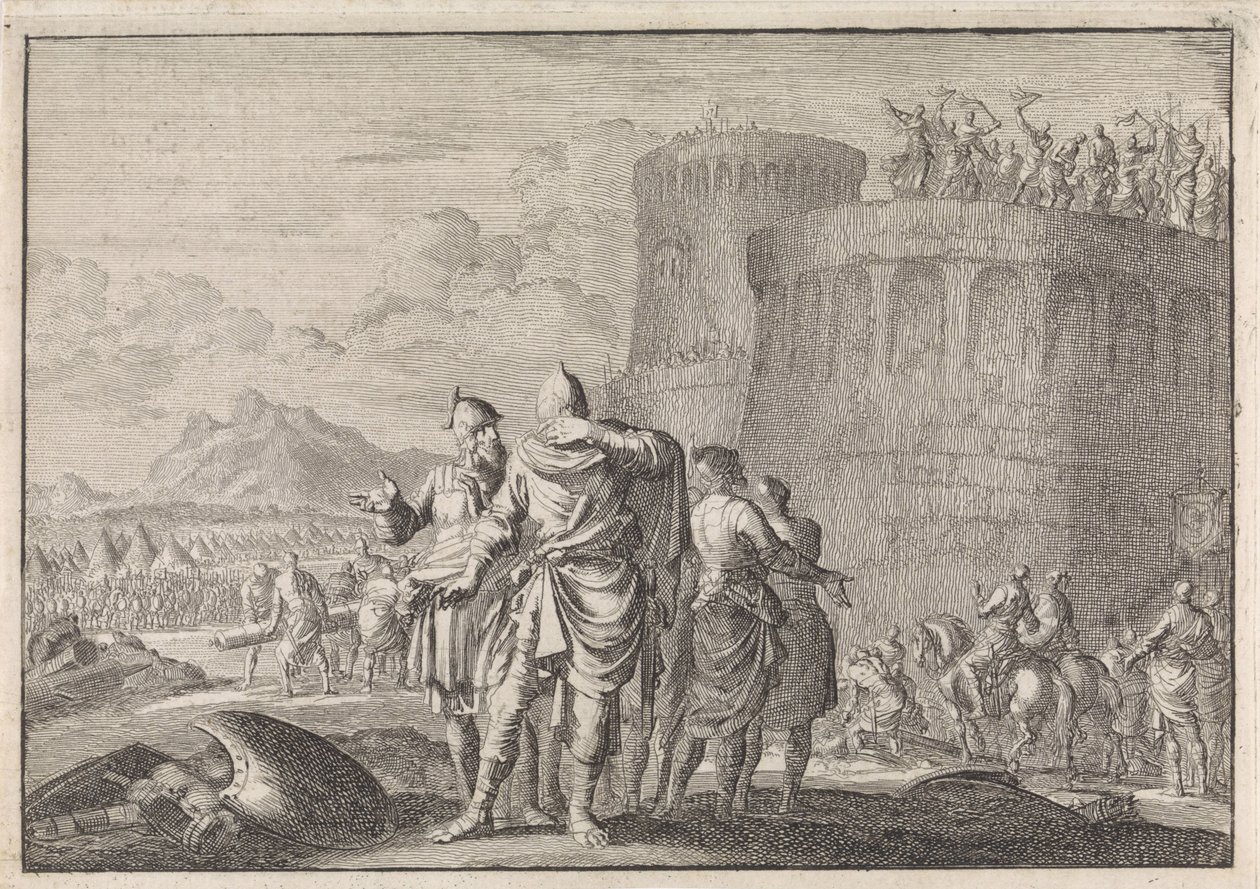 Hyrkanus, el hijo de Simon, se aleja durante el asedio del castillo de Dagon. de Jan Luyken