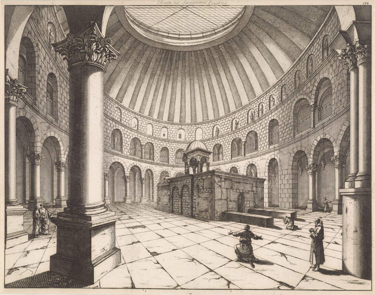 Interior de la iglesia del Santo Sepulcro en Jerusalén de Jan Luyken